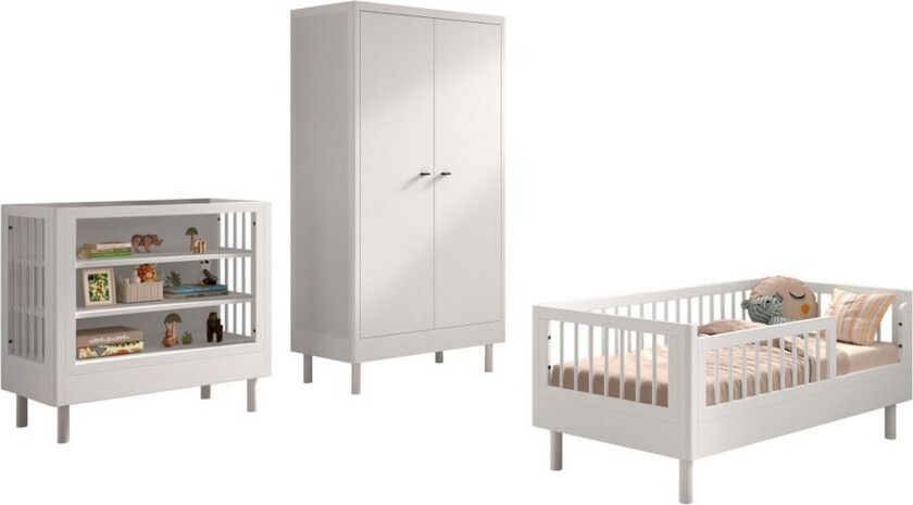 Bilde av Juniorseng med stelleenhet og garderobe Forrest Hvit bøk - Hvit bøk