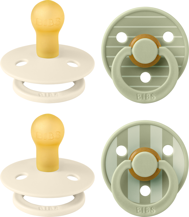 Pacifier Studio Colour 4 Pack - Pin Ivory Vanilla Mix/Pin Sage Mix - Size 1