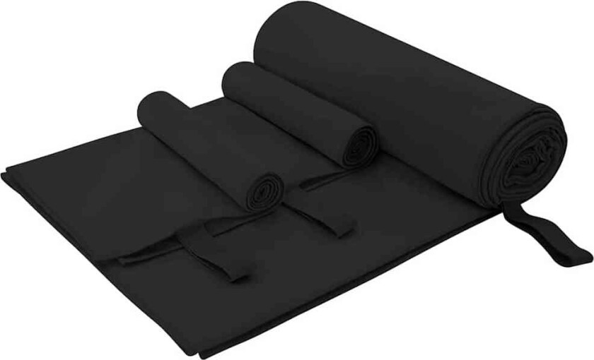 Sports håndklesett 3 pcs Svart Polyester og polyamid