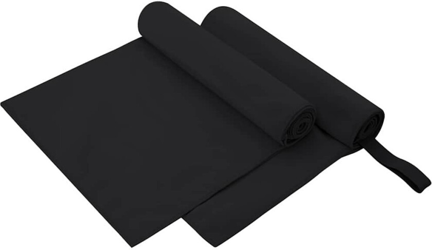 Sportshåndklær 2 pcs Svart 100 x 50 cm Polyester og polyamid