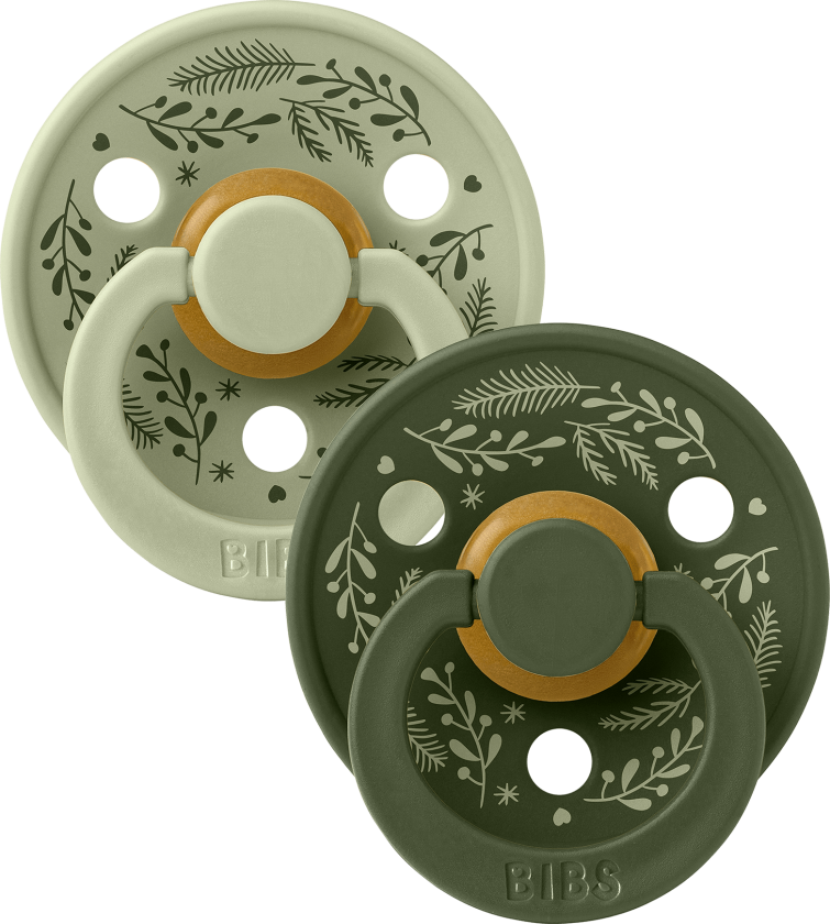 Pacifier Colour Holiday Leaf 2 PACK Latex - Sage/Hunter Green - Size 1