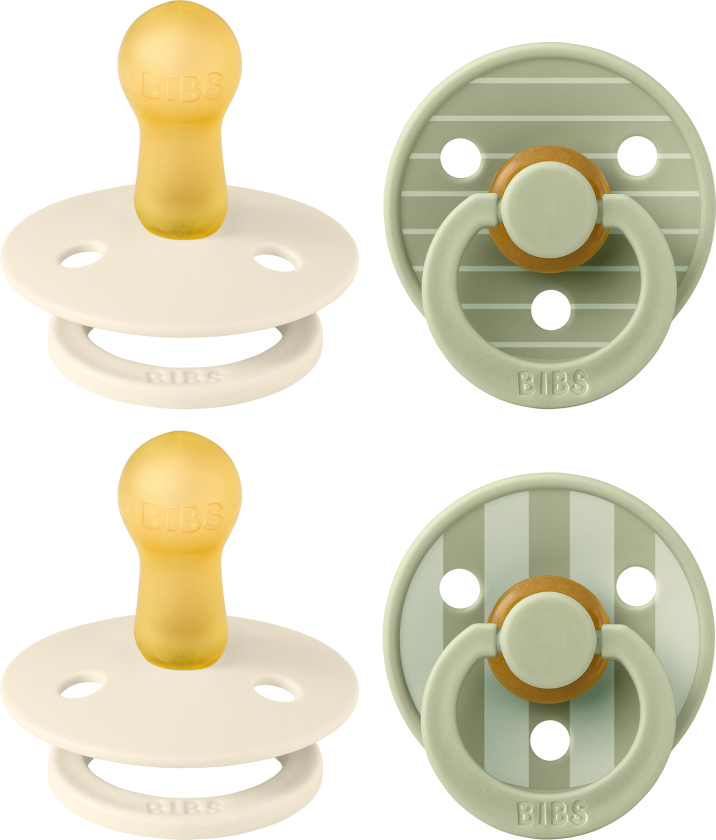 Pacifier Studio Colour 4 Pack - Pin Ivory Vanilla Mix/Pin Sage Mix - Size 2