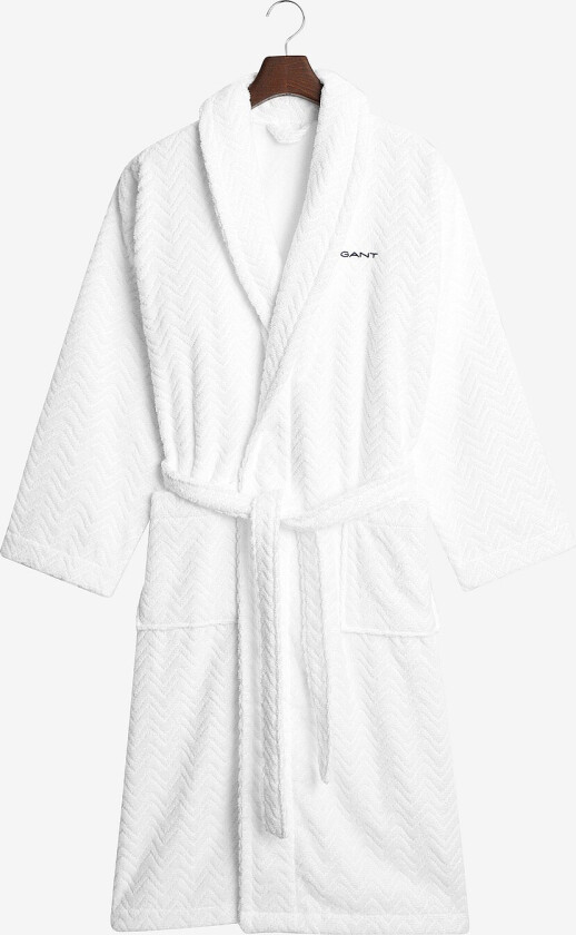 Bilde av Morgenkåpe Jacquard Herringbone - Hvit