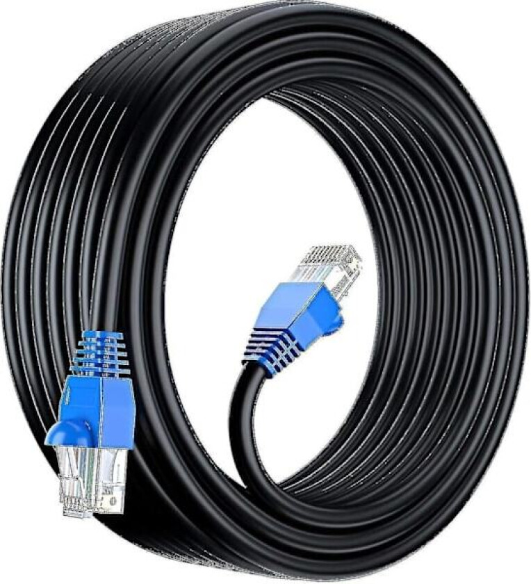 50m Cat6 Utendørs Vanntett Direkte Nedgravd Ethernet-Nettverkskabel - Utp - Cca - 550 Mhz - Svart 50 Meter_ NN
