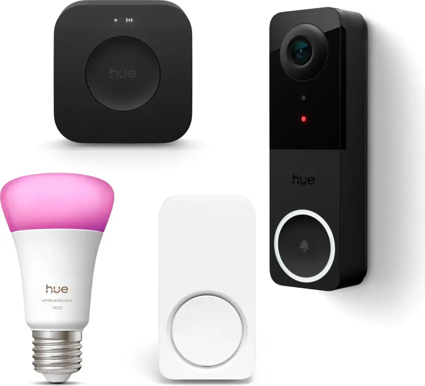 Pakke: Videodørklokke + Smart Chime + Farget E27-pære + Bridge Pro