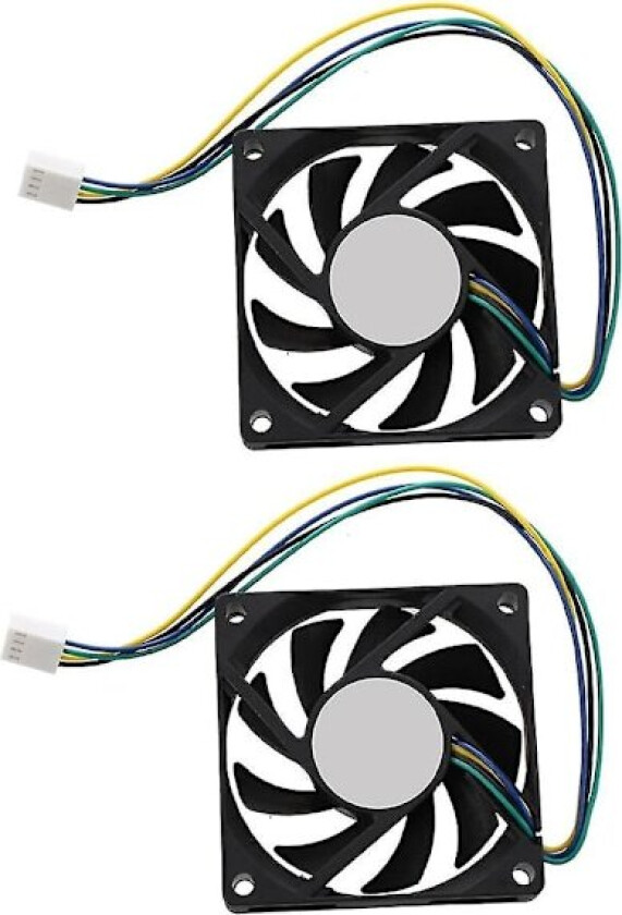 2x 70x70x15mm 12v 4-pins PWM PC-kabinett CPU-kjøler kjølevifte svart