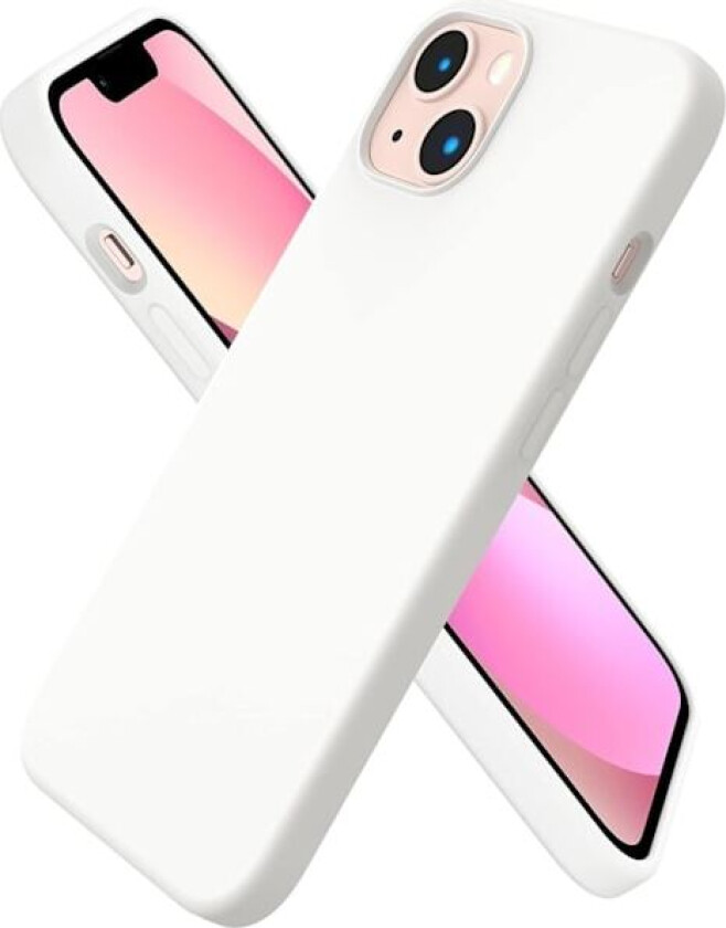 iPhone 13 Deksel, Flytende Silikon Deksel for 6,1 tommer iPhone 13, Ultratynt Deksel, Full Dekning Støtsikkert Beskyttende Mykt Deksel Hvit