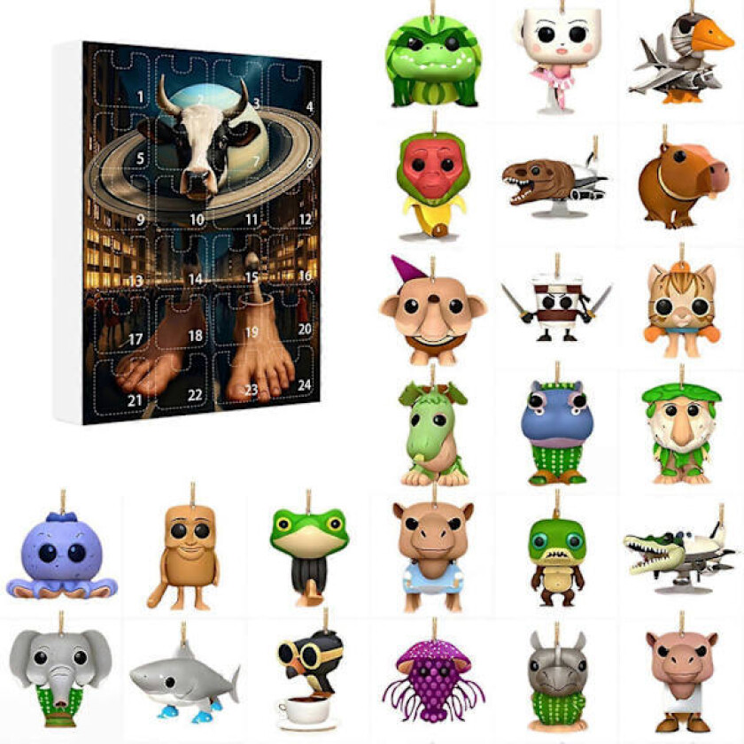 {HH}Tung Tung Sahur 24-dagers adventskalender 2025, nøkkelring Juleanheng Barneleke