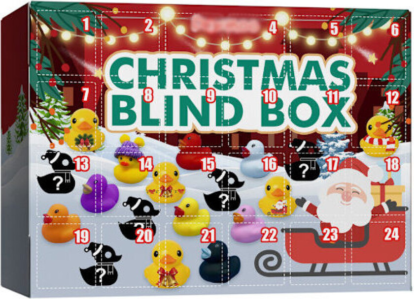 Bilde av Adventskalender Moro for Barn, Festlige Gummiender Julekalender med Daglig Overraskelses Blindboks, Interaktivt Juleaktivitetssett for Barn