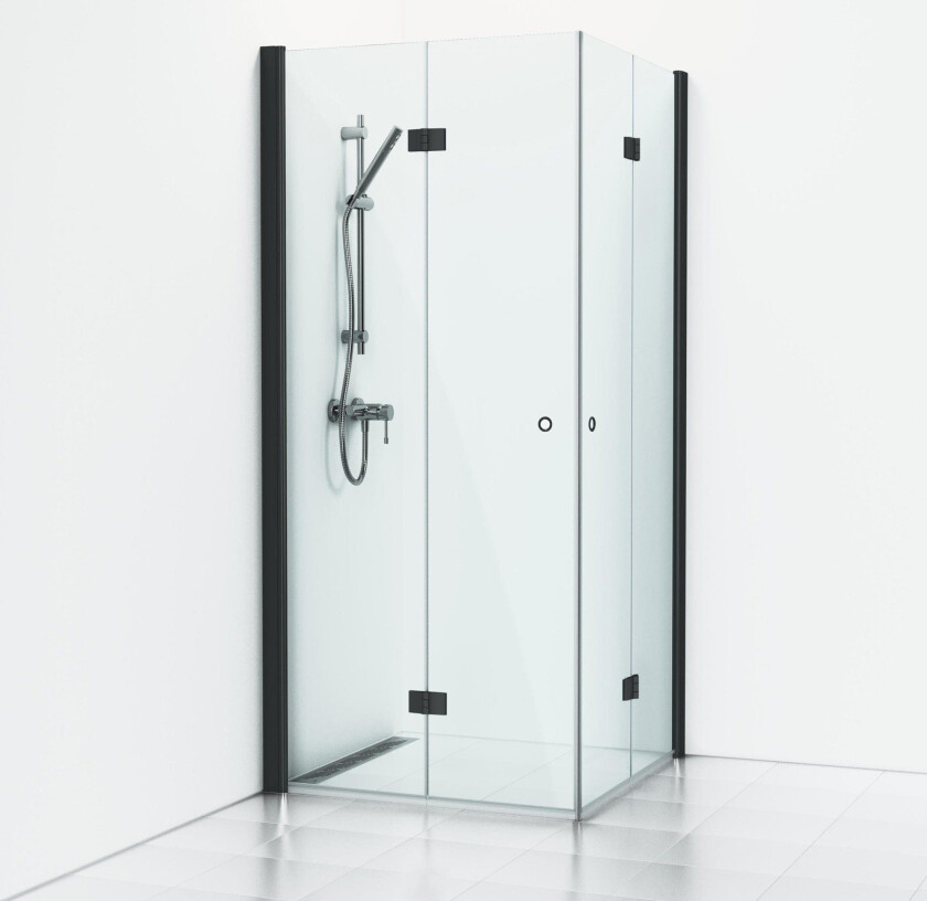 Bilde av Skoga foldehjørnedusj 90 x 100 cm, klart glass/matt sort