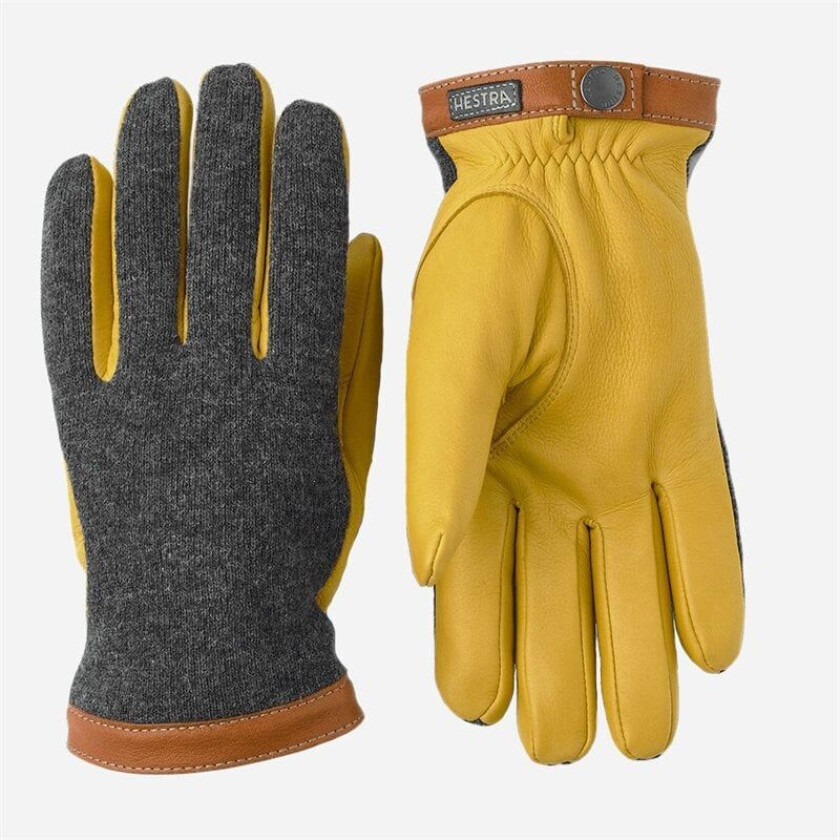 Deerskin Wool Tricot Glove - Charcoal/natural Yellow Gul 7