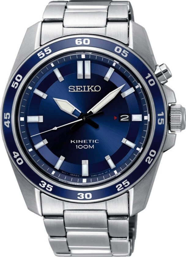 Mannen med mot - Seiko Mens Kinetic SKA783P1 - Automatisk - Sølv - Herreklokker - Rustfritt stål - ledd m/pin - Mineral