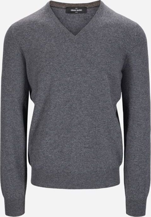 V-Neck Cashmere - Grey Grå 52