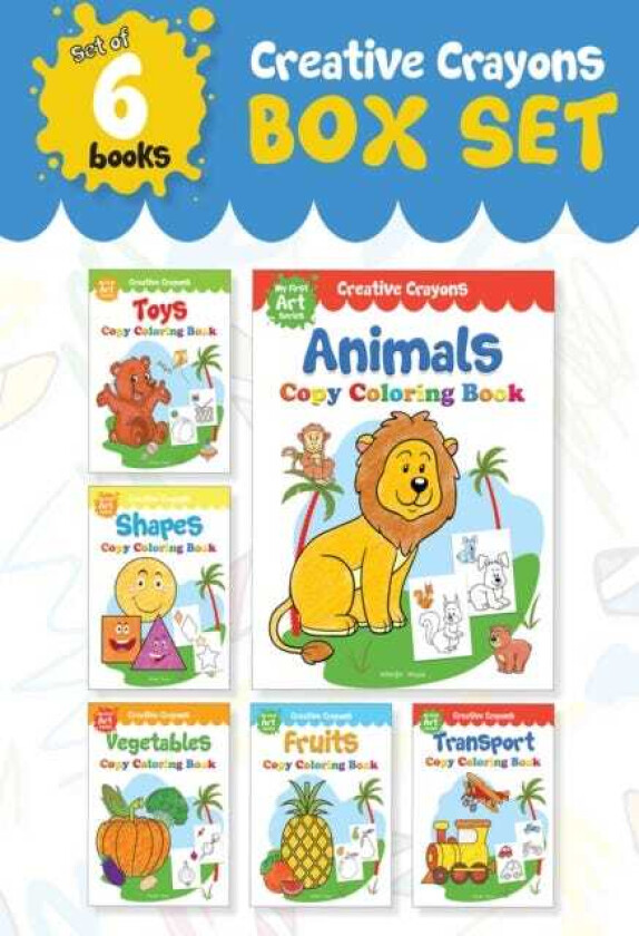 Colouring Books Super Boxset Pack of 6 Crayon Copy Colour Books for Kids