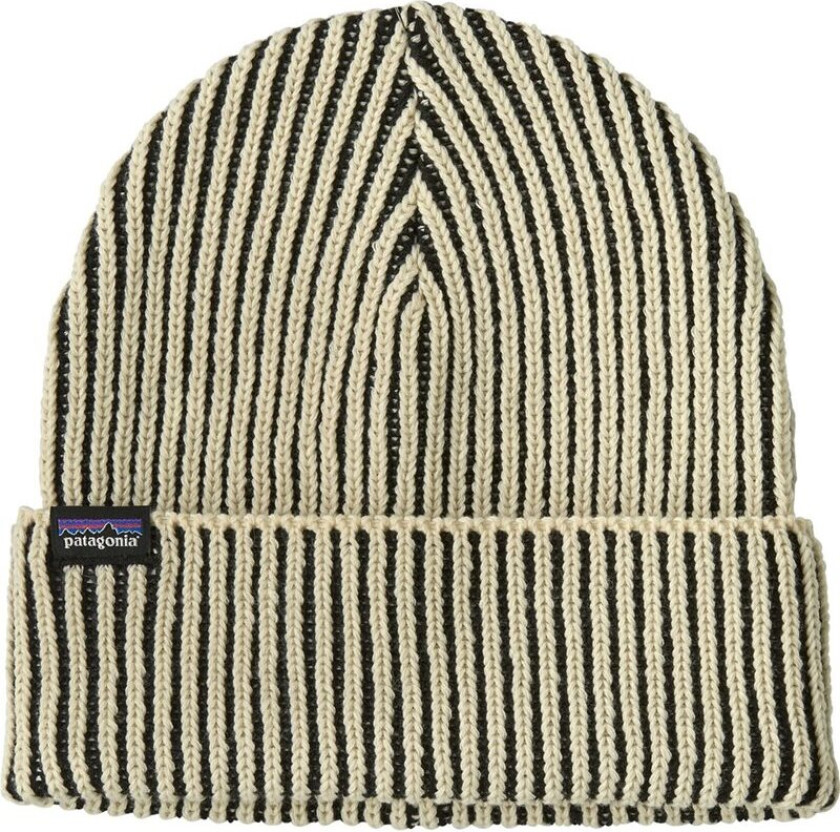 Fishermans Rolled Beanie Contrast Stripe: Black