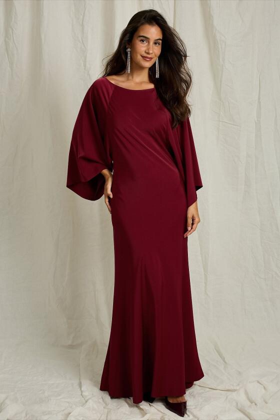 Maxikjole i sateng - Rød