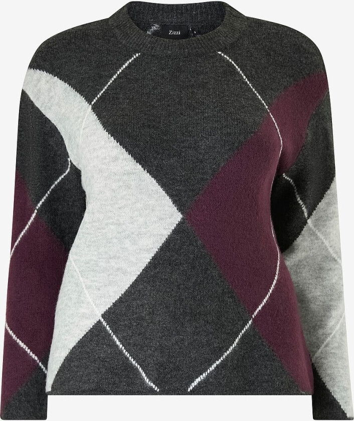 Pullover mLea Argyle - Grå