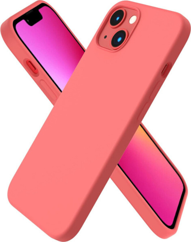 iPhone 13 Deksel, Flytende Silikondeksel for 6,1 tommer iPhone 13, Ultratynt Deksel, Full Dekning Støtsikkert Beskyttende Mykt Deksel Rosa grapefrukt