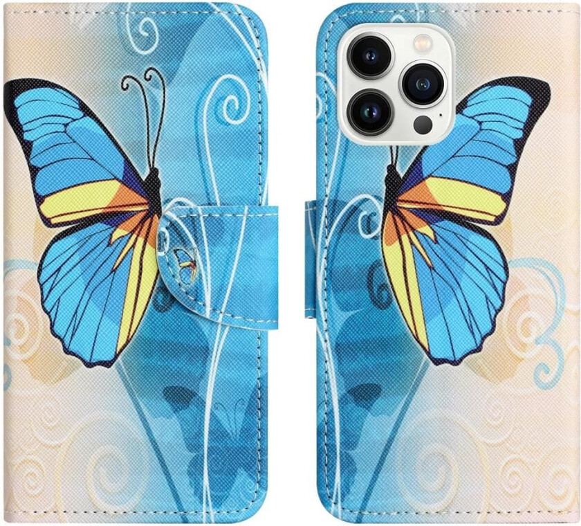 Til iPhone 15 Pro Lommebok-deksel Mønsterdeksel - Sommerfugl