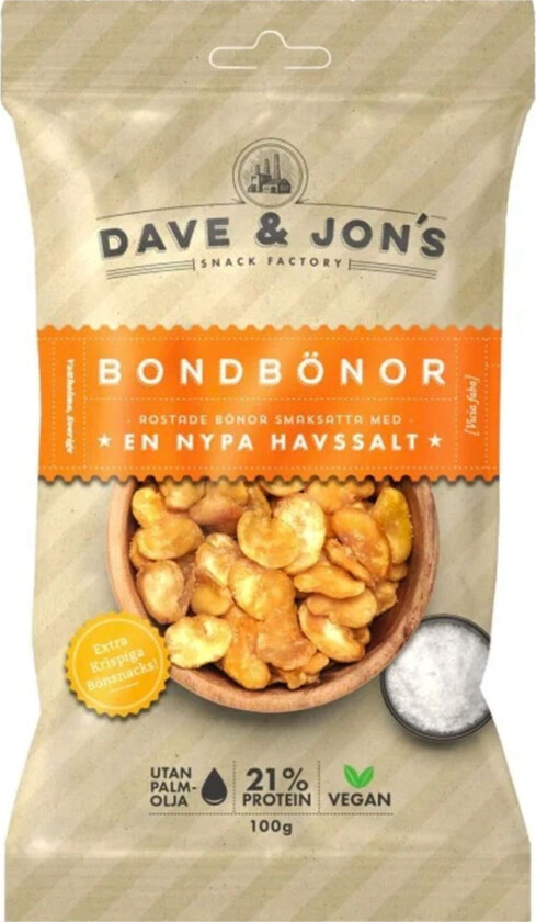 Dave & Jons Ristede Bondebønner Havsalt - 100 gram