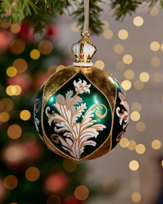 Lorena julekule grønn/gull 10cm