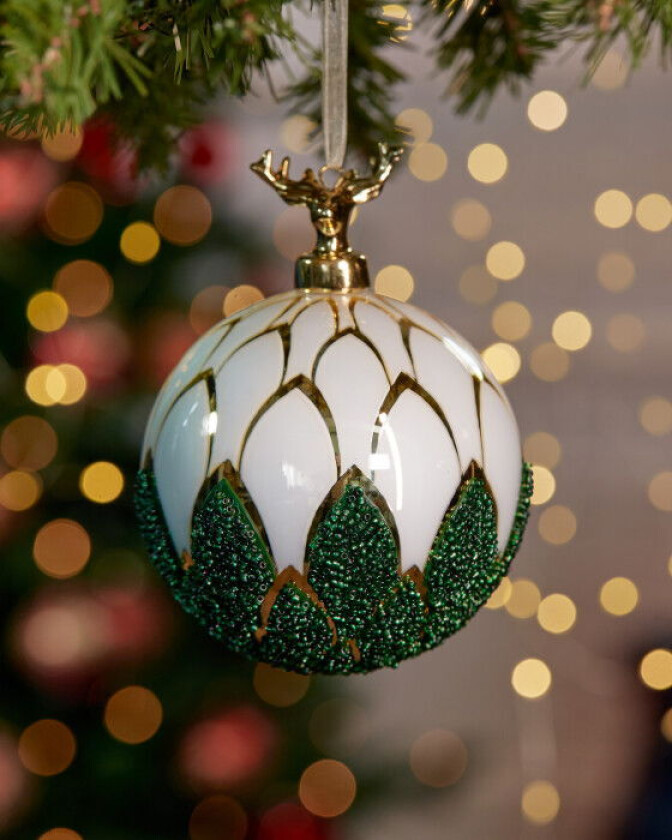 Adrian julekule grønn/hvit 10 cm