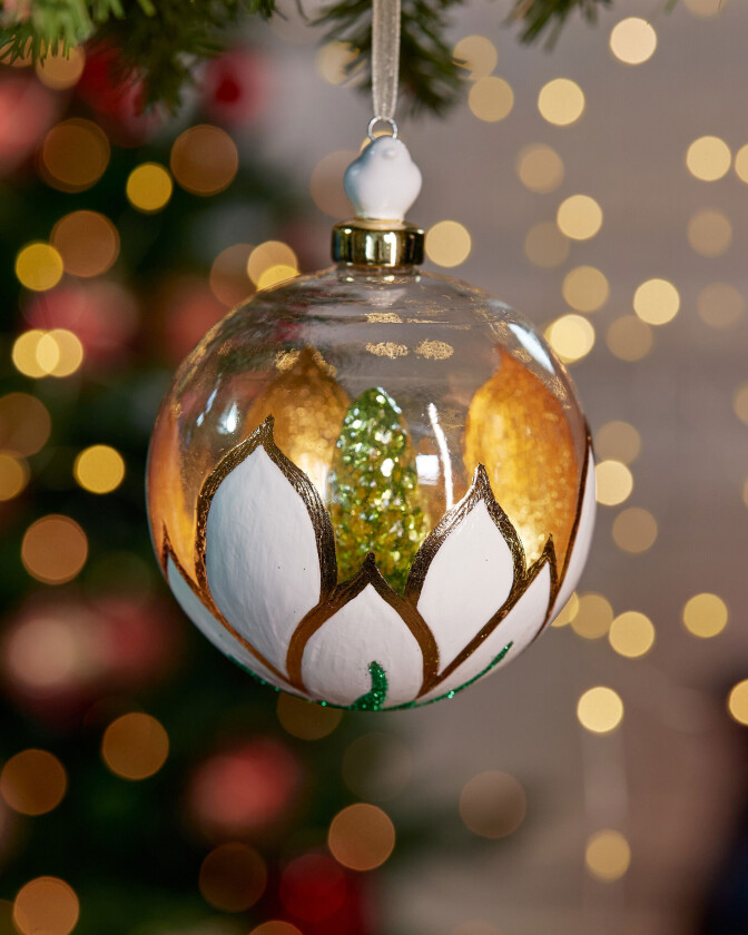 Adrielle julekule gull/hvit 10 cm