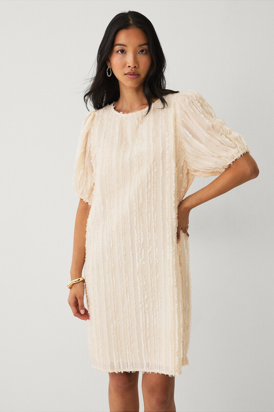 Kjole med strukturmønstre - Beige