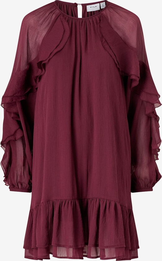 Kjole viBinna O-neck L/S Frill - Rød