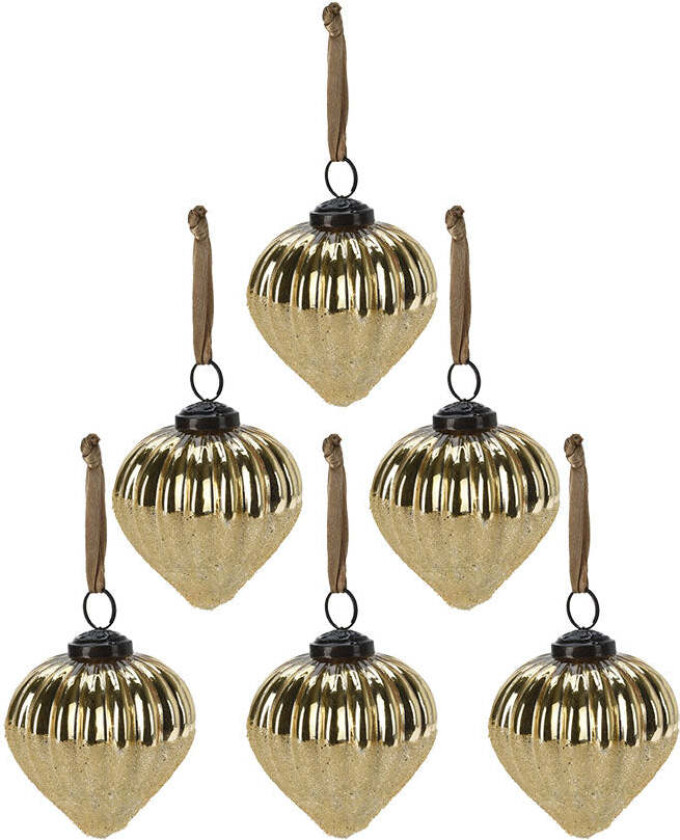 Julekuler Dråpe 8cm Gull 6pk