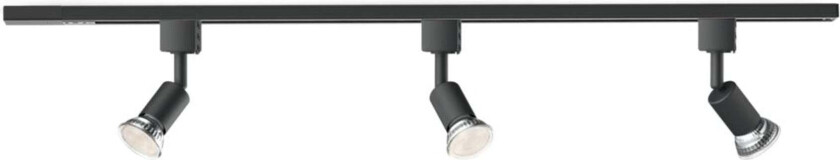 EasyLink Tobia spotskinne med 3 spotter - 1 meter - Svart