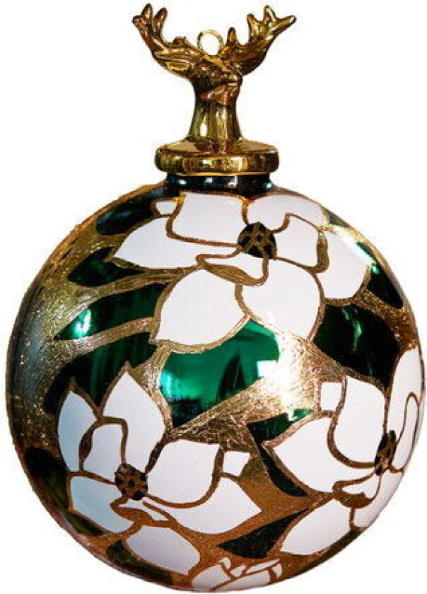 Coraline julekule grønn/hvit 10cm