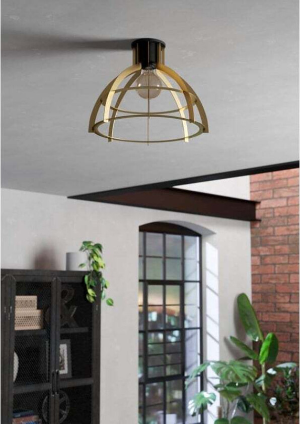 STILLINGTON TAKLAMPE E27 SVART/GULL