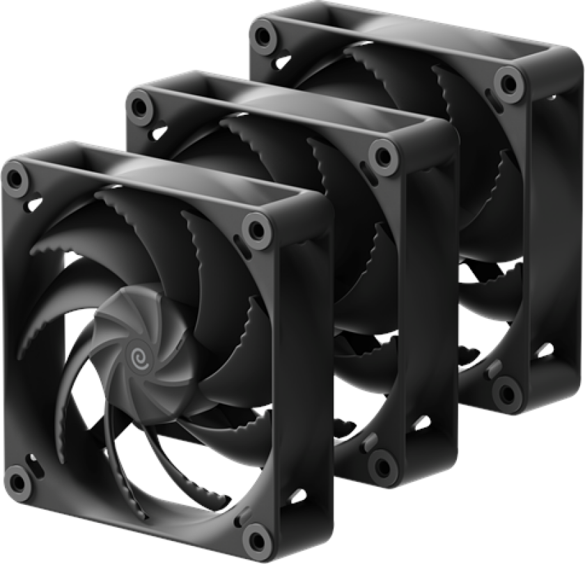 H12 - Triple pack - Kabinettvifte - 120mm - Svart - 32 dBA