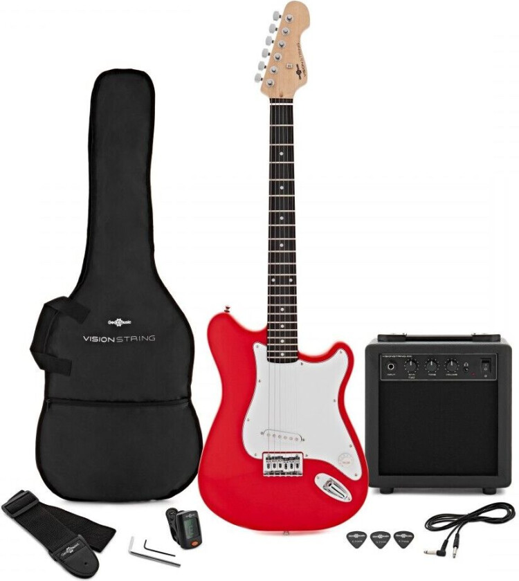 Gear4Music VISIONSTRING Elektrisk Gitarpakke Rød