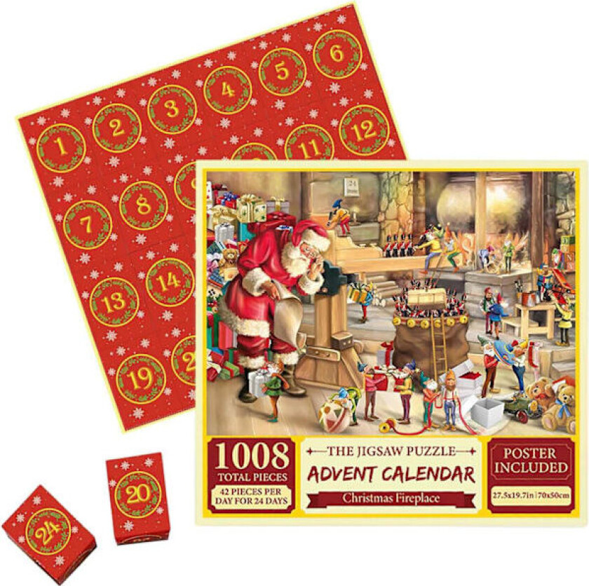|NN| Julekalenderpuslespill 2024 med 1008 brikker, Nissepuslespill, julegaver til, 24 puslespillbokser nedtelling, julegave til gutter og jenter (I)