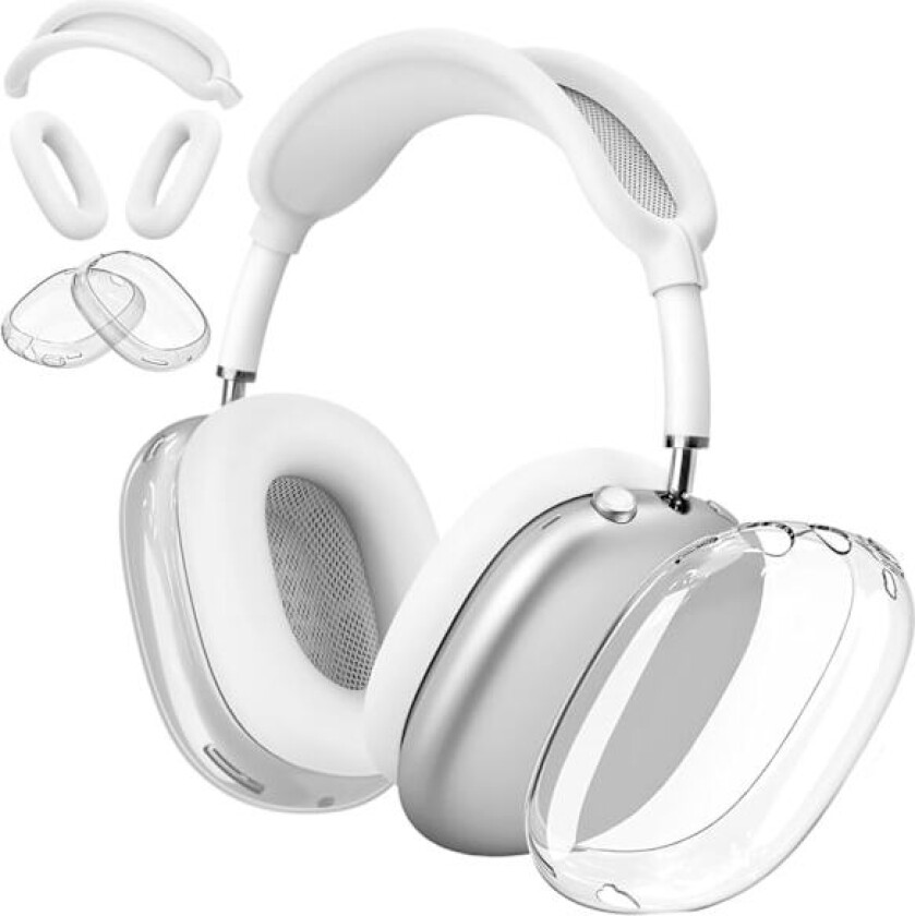 Bilde av Silikonbeskyttelsesetui for Airpods Max-øretelefoner med beskyttelsesetui/øremuffdeksel/hodebånddeksel (TPU hvit)