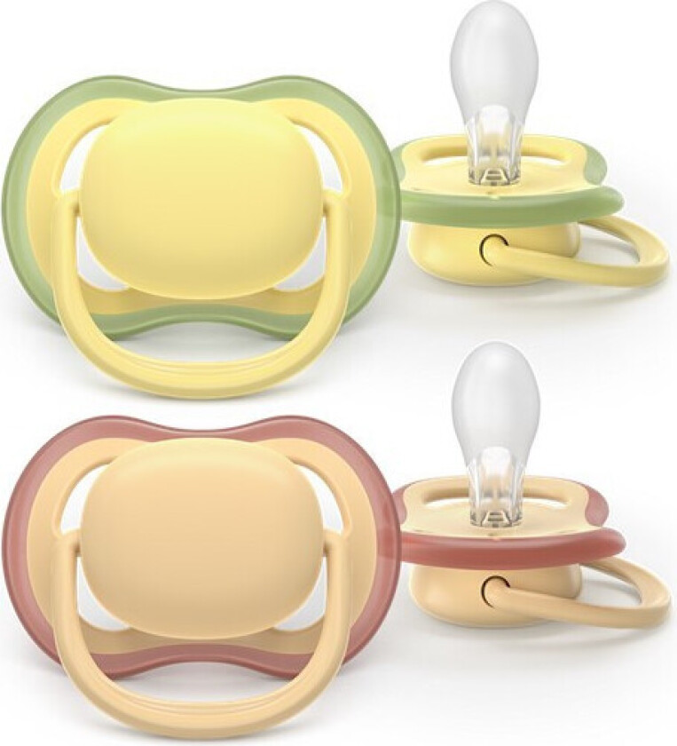 Avent SCF08707 Air Dag og Nat Sutter - 0-6 Måneder, Gul/Oransje - 2 stk.