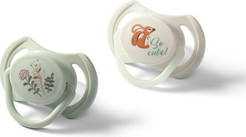 166902 Symmetriske Silikone Sutter - 6-18 Måneder, Grønn/Beige - 2 stk.