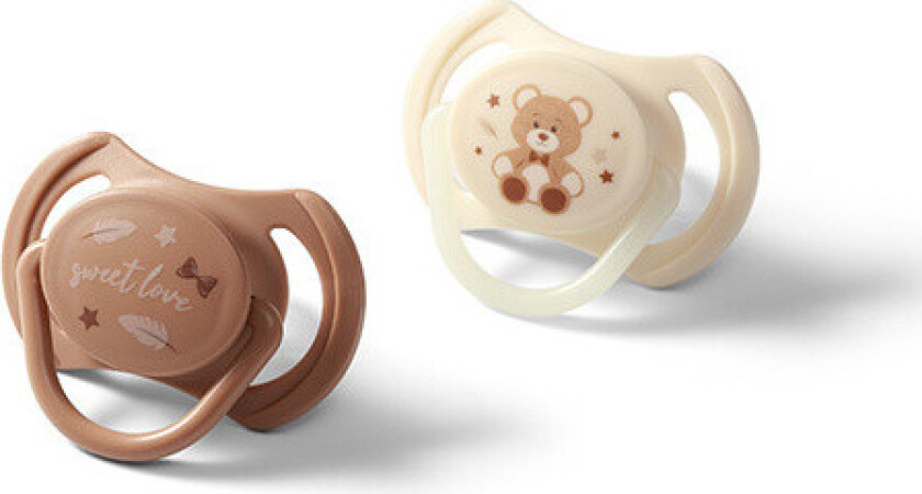 166901 Symmetriske Silikone Sutter - 0-6 Måneder, Brun/Beige - 2 stk.