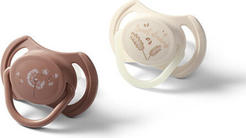 166903 Symmetriske Silikone Sutter - 18+Måneder, Brun/Beige - 2 stk.