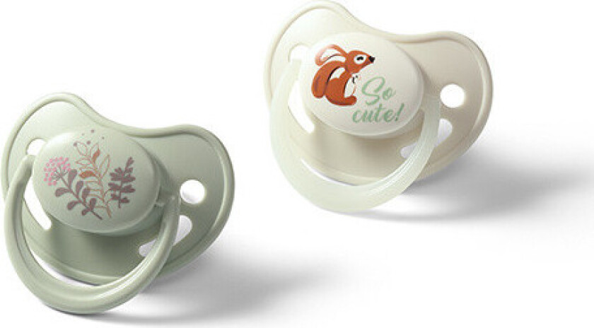167002 Anatomisk Silikone Sutter - 6-18 Måneder, Grønn/Beige - 2 stk.