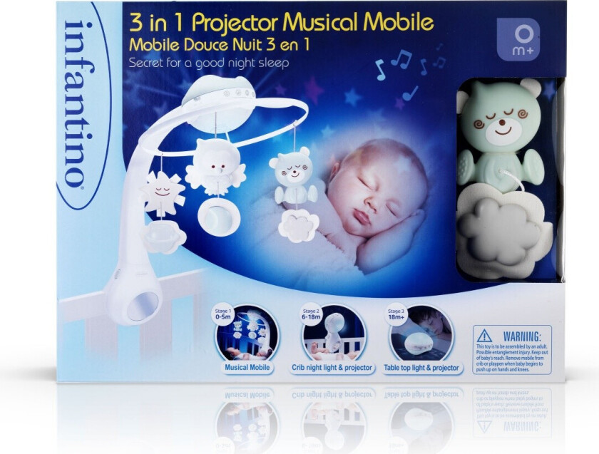 Infantino 3-i-1 Musikboks - Natlampe, Projektor - Grønn