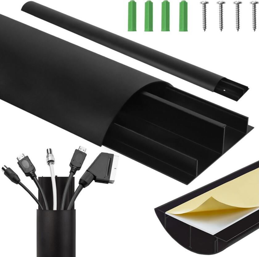 MC-814 Kabelkanal - 75cm, Selvklippende, Aluminium - Sort