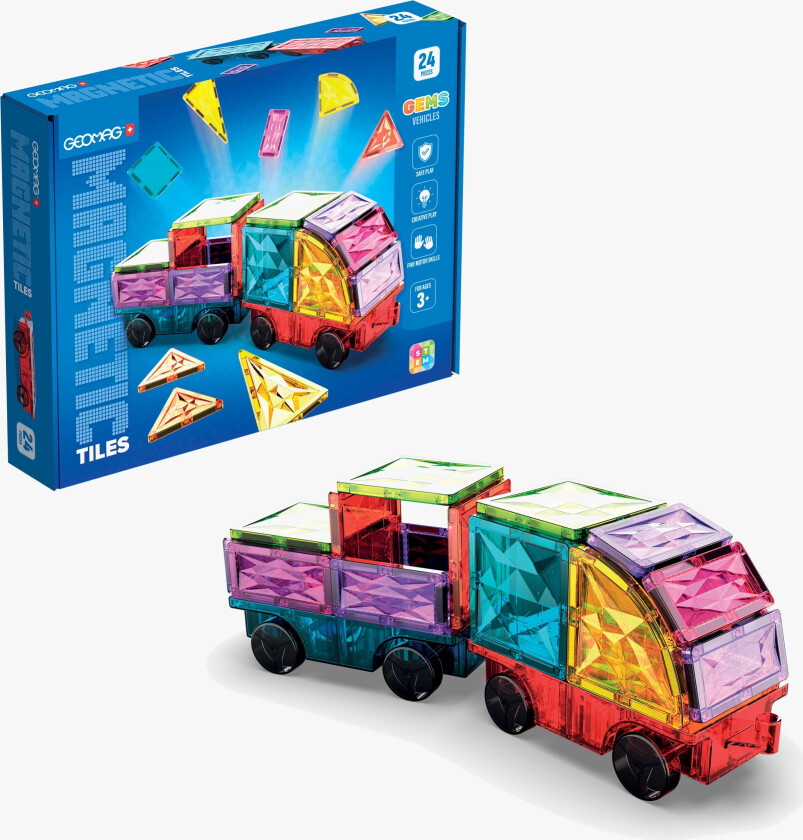 Magnetisk Byggesett Kjøretøy 24 Deler - Magnetleker - Plast