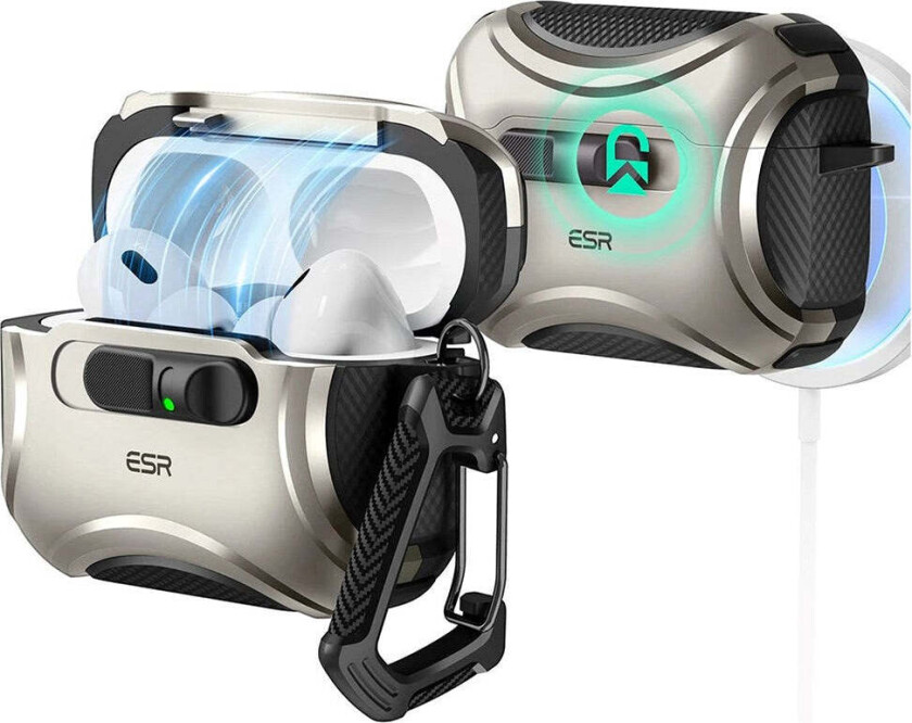 AirPods Pro (3. gen.) Cyber FlickLock Deksel med Karabinkrok – Titan