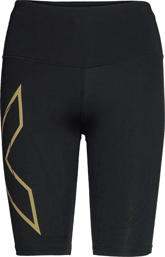 2xu Light Speed Mid-Rise Compression Shorts Dame Black/Gold Reflective S