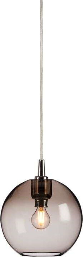 Gloria 19 cm takpendel - Røykfarget glass/krom