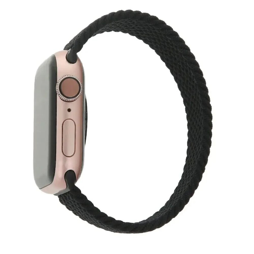 Apple Watch (42/44/SE/45/49mm) Smartklokkerem i Elastisk Stoff - Str XS - Svart