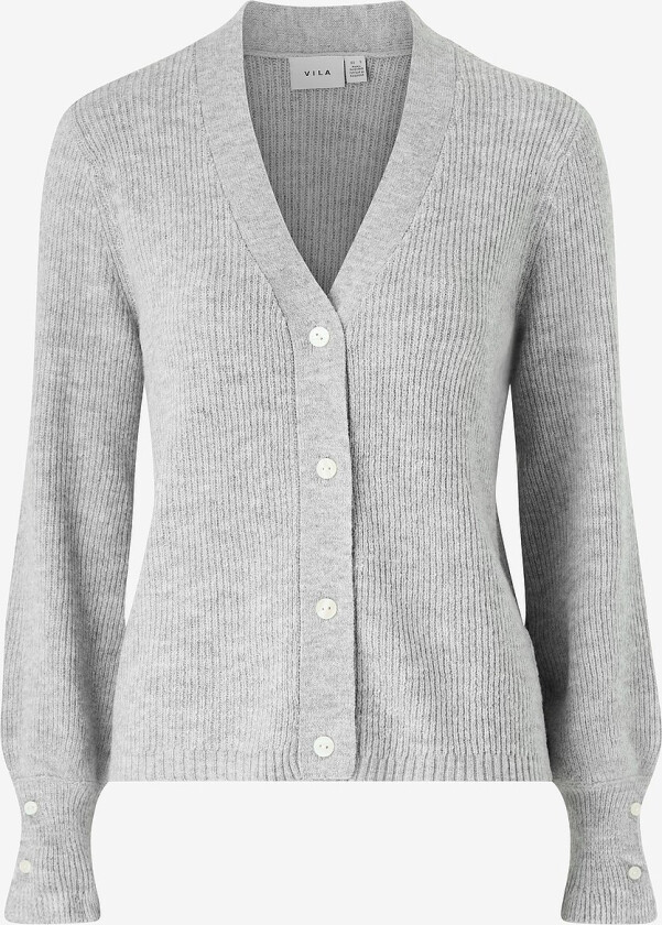 Kardigan viTilda L/S V-neck Knit Cardi/pb/ln - Grå
